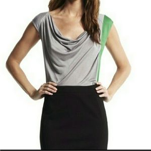 Gray & Green Derek Lam - Draped cowlneck color accent top Sz M